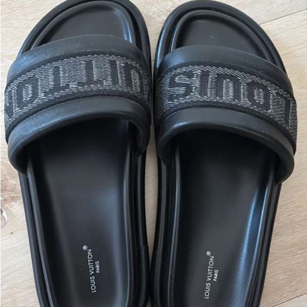 Louis Vuitton Black Logo Slide Sandals